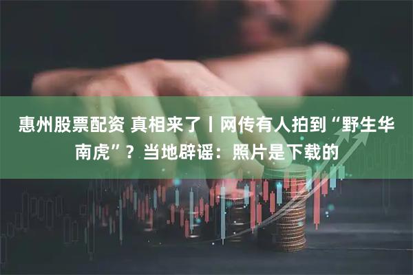 惠州股票配资 真相来了丨网传有人拍到“野生华南虎”？当地辟谣：照片是下载的